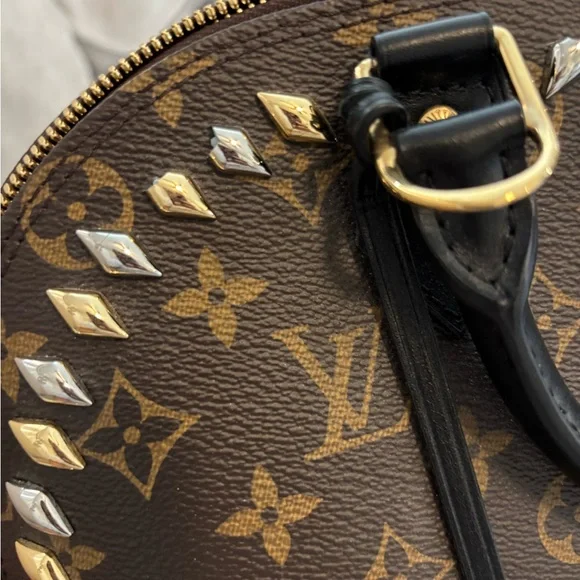 Louis Vuitton Studded Alma PM Brown and Black Monogram Satchel As Is - Picture 5 of 8